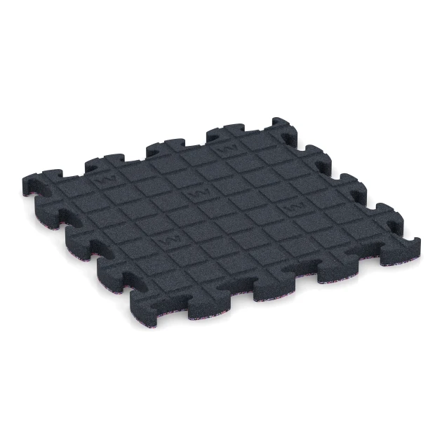 Aufsicht auf die Unterseite, also die Bodenseite von WARCO-Formteil 6882 - Fitnessgulv Max System im Format 44,6 x 44,6 × 2,8 cm.