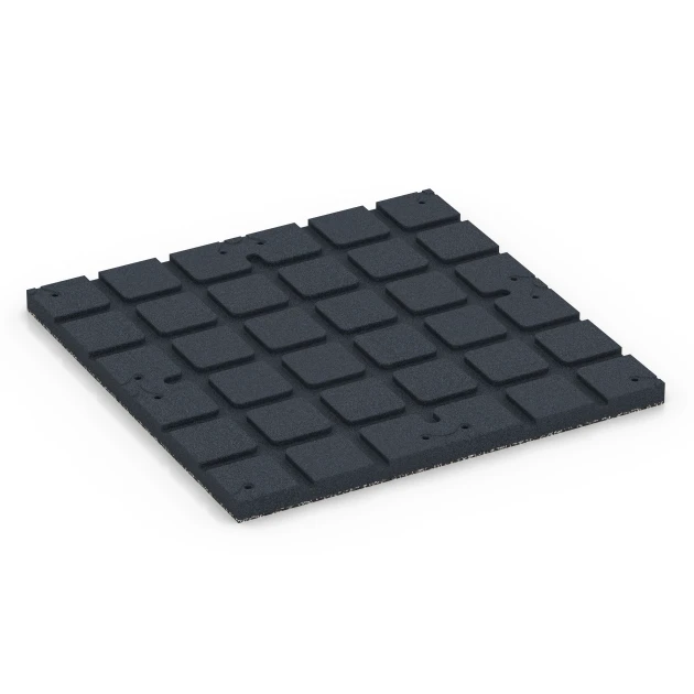 Aufsicht auf die Unterseite, also die Bodenseite von WARCO-Formteil 7132 - Udendørs træningsgulv im Format 60 x 60 x 3 cm | 0,36 m².