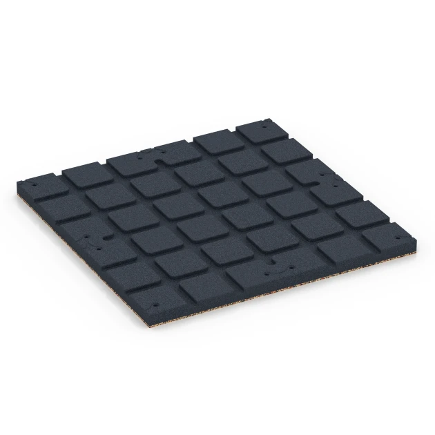 Aufsicht auf die Unterseite, also die Bodenseite von WARCO-Formteil 7135 - Udendørs træningsgulv im Format 60 x 60 x 3 cm | 0,36 m².