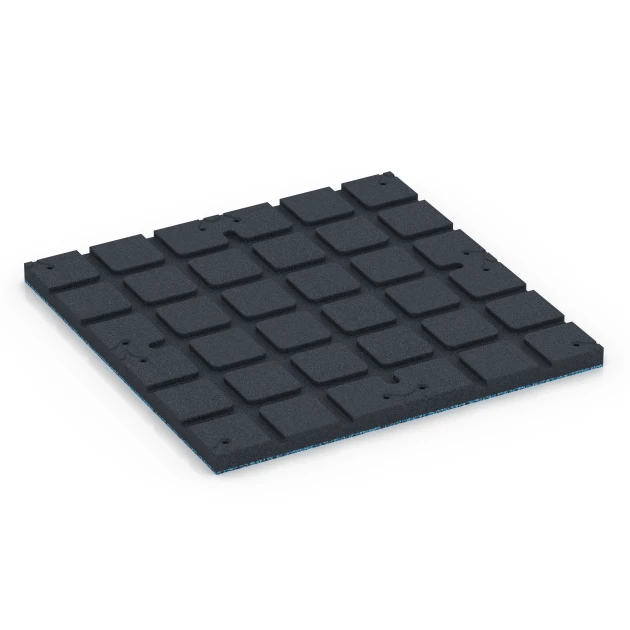 Aufsicht auf die Unterseite, also die Bodenseite von WARCO-Formteil 7139 - Udendørs træningsgulv im Format 60 x 60 x 3 cm | 0,36 m².