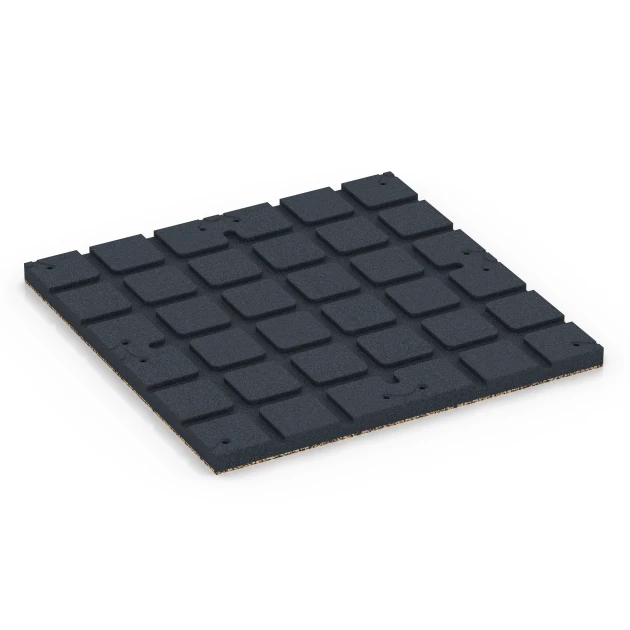 Aufsicht auf die Unterseite, also die Bodenseite von WARCO-Formteil 7140 - Udendørs træningsgulv im Format 60 x 60 x 3 cm | 0,36 m².