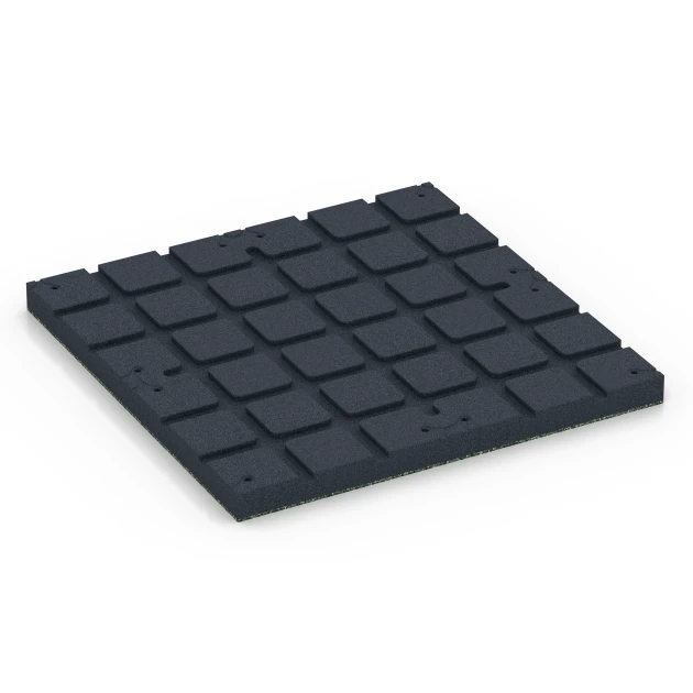 Aufsicht auf die Unterseite, also die Bodenseite von WARCO-Formteil 7143 - Udendørs træningsgulv im Format 60 x 60 x 4 cm | 0,36 m².
