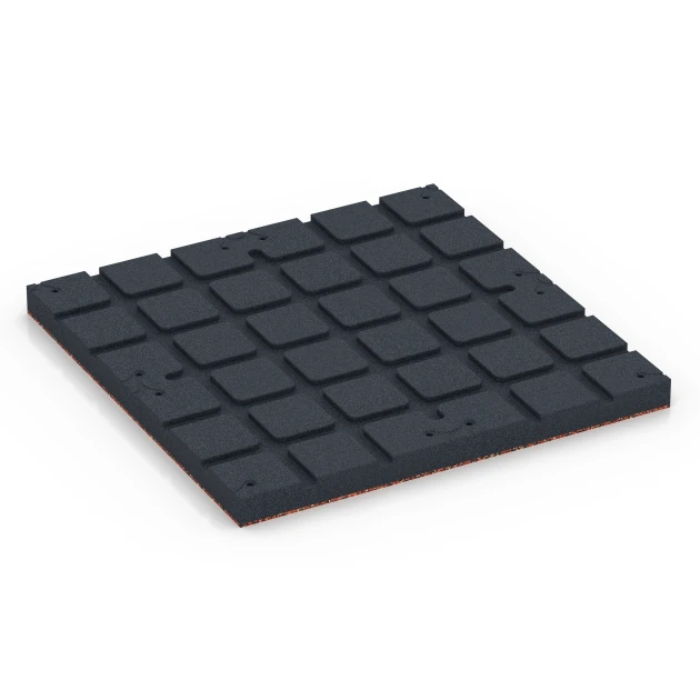 Aufsicht auf die Unterseite, also die Bodenseite von WARCO-Formteil 7145 - Udendørs træningsgulv im Format 60 x 60 x 4 cm | 0,36 m².