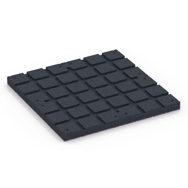 Aufsicht auf die Unterseite, also die Bodenseite von WARCO-Formteil 7146 - Udendørs træningsgulv im Format 60 x 60 x 4 cm | 0,36 m².
