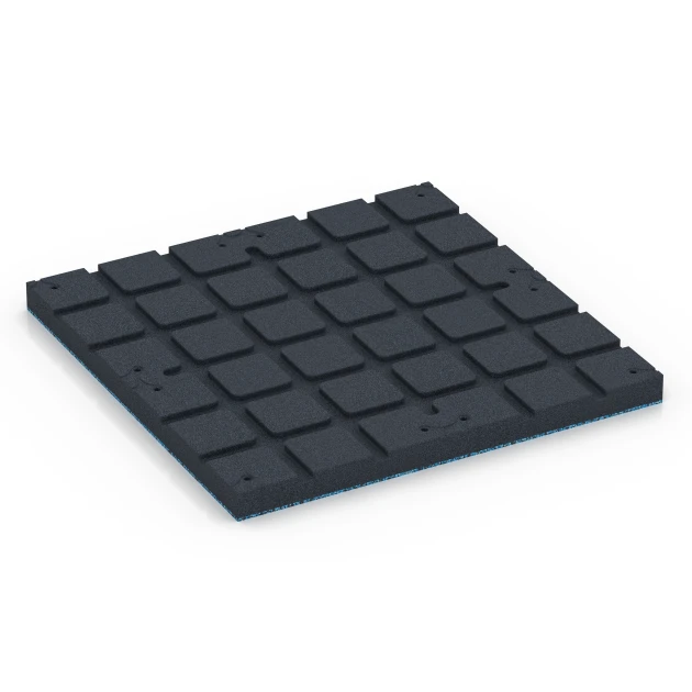 Aufsicht auf die Unterseite, also die Bodenseite von WARCO-Formteil 7148 - Udendørs træningsgulv im Format 60 x 60 x 4 cm | 0,36 m².