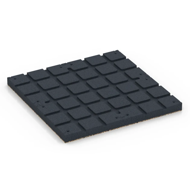 Aufsicht auf die Unterseite, also die Bodenseite von WARCO-Formteil 7149 - Udendørs træningsgulv im Format 60 x 60 x 4 cm | 0,36 m².
