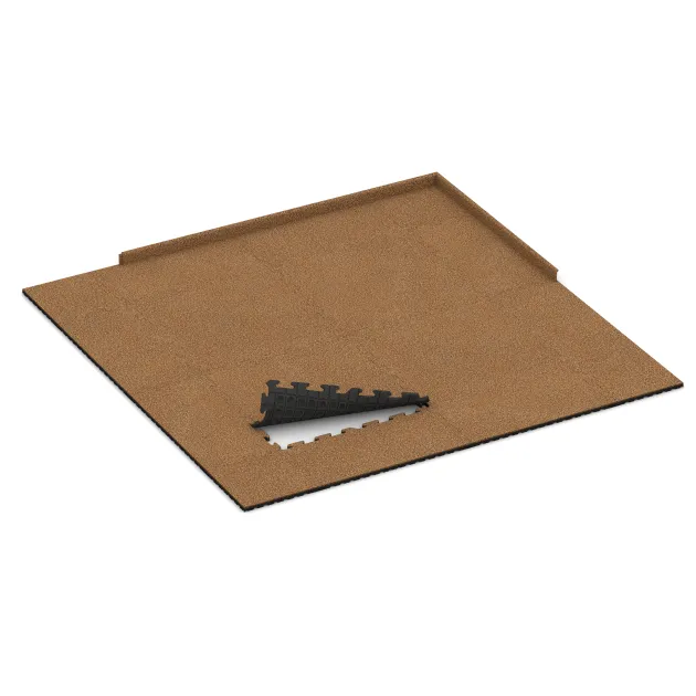 Typische Verlegung oder Einbausituation für den Artikel 3230 von WARCO - Fitness Beskyttelsesmåtte HD, Farbton Terra Cotta in der Abmessung 1000 x 1000 x 30 mm.