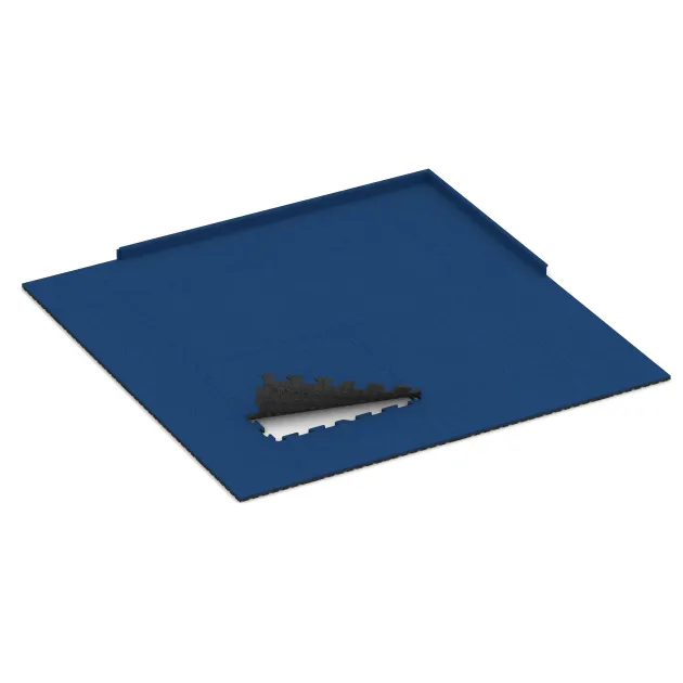 Typische Verlegung oder Einbausituation für den Artikel 5810 von WARCO - Fitness Beskyttelsesmåtte, Farbton Gentianblå in der Abmessung 1000 x 1000 x 30 mm.