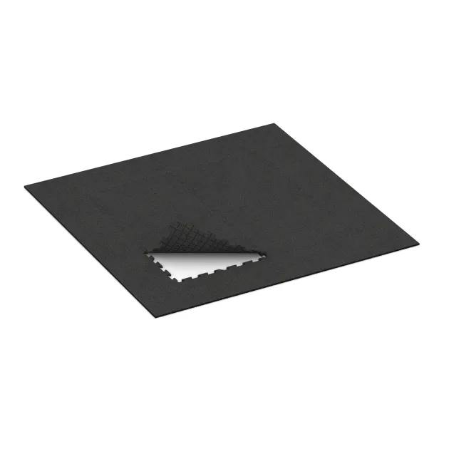 Typische Verlegung oder Einbausituation für den Artikel 0370 von WARCO - Fitness podložka 18 mm, Farbton Anthracite in der Abmessung 1000 x 1000 x 18 mm.