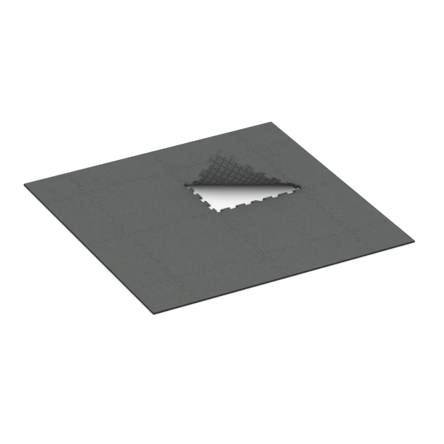 Typische Verlegung oder Einbausituation für den Artikel 3956 von WARCO - Hundegulvplade, Farbton Skifergrå in der Abmessung 100 x 100 x 1,8 cm | 1,00 m².