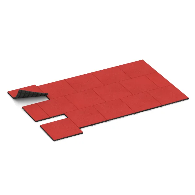 Typische Verlegung oder Einbausituation für den Artikel 5474 von WARCO - Faldunderlag – gummiflise 3 cm - EN 1177 ≤ 100 cm, Farbton Rose in der Abmessung 500 x 500 x 30 mm.