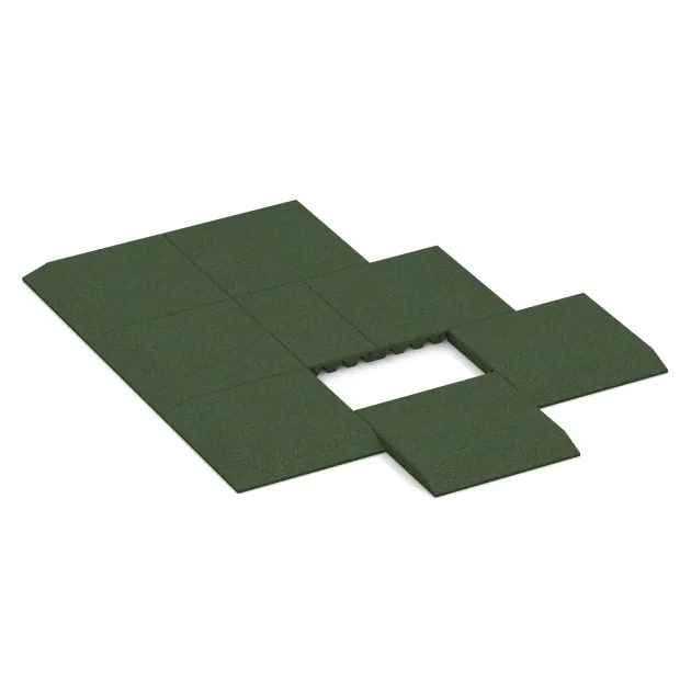 Typische Verlegung oder Einbausituation für den Artikel 0434 von WARCO - Rand-Platte (eine Seite abgeschrägt), Farbton Græsgrøn in der Abmessung 500 x 500 x 45 mm.