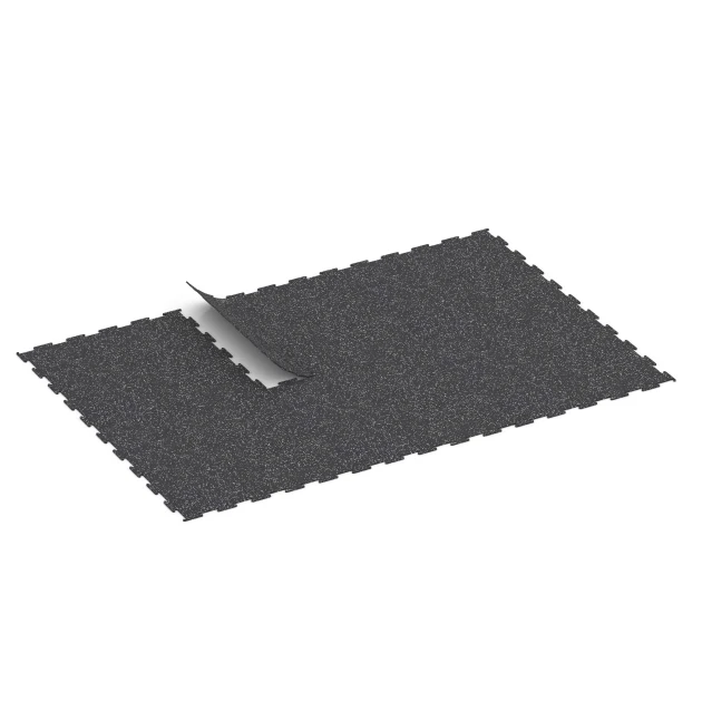 Typische Verlegung oder Einbausituation für den Artikel 6452 von WARCO - Fitnessgulv Kompakt, Farbton Let Grå Sprøjtet in der Abmessung 100 × 100 × 0,8 cm.