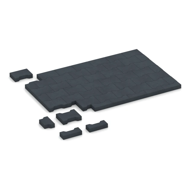 Typische Verlegung oder Einbausituation für den Artikel 7071 von WARCO - Belægningssten, Farbton Skifergrå in der Abmessung 20 x 16,5 x 4,5 cm | 0,0278 m².
