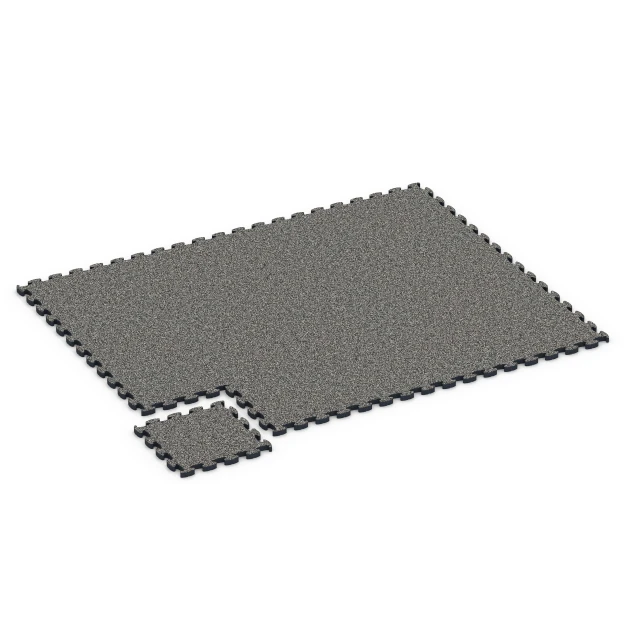 Typische Verlegung oder Einbausituation für den Artikel 6877 von WARCO - Fitnessgulv Max System, Farbton Mørkegrå granit in der Abmessung 44,6 x 44,6 × 2,8 cm.