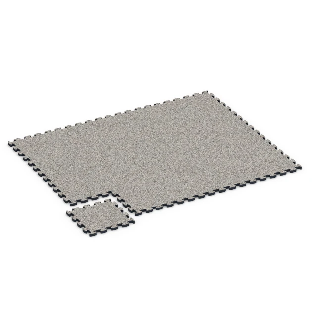 Typische Verlegung oder Einbausituation für den Artikel 6878 von WARCO - Fitnessgulv Max System, Farbton Grå granit in der Abmessung 44,6 x 44,6 × 2,8 cm.