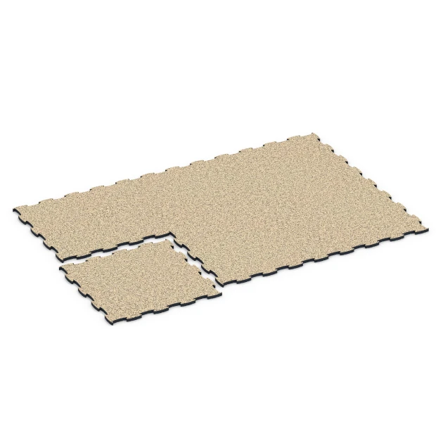 Typische Verlegung oder Einbausituation für den Artikel 6892 von WARCO - Fitnessgulv Max System, Farbton Travertin in der Abmessung 97,1 x 97,1 x 2,8 cm.