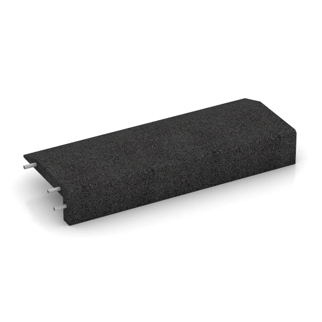 Foto der hinteren Seite vom unsymmetrischen WARCO-Formteil 2607: Gummikant til legeplads – L-formet kantsten, Design Antracit, Maße 100 x 40 cm | 4,5/14,5 cm.