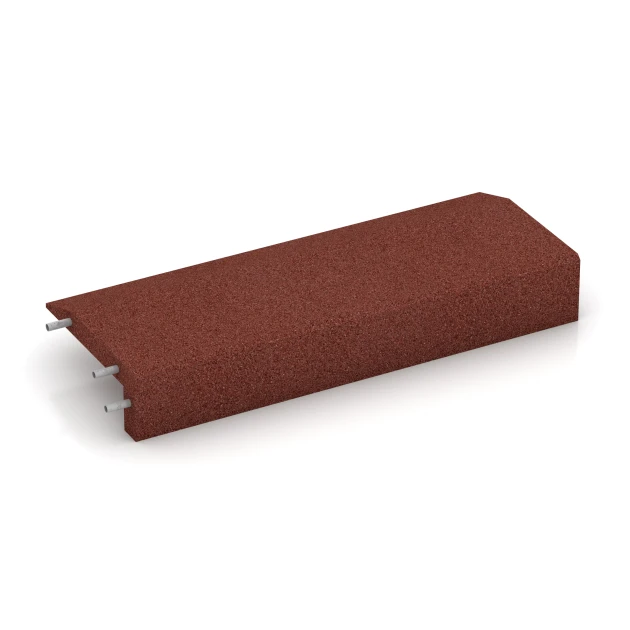 Foto der hinteren Seite vom unsymmetrischen WARCO-Formteil 2606: Gummikant til legeplads – L-formet kantsten, Design Murstenrød, Maße 100 x 40 cm | 4,5/14,5 cm.