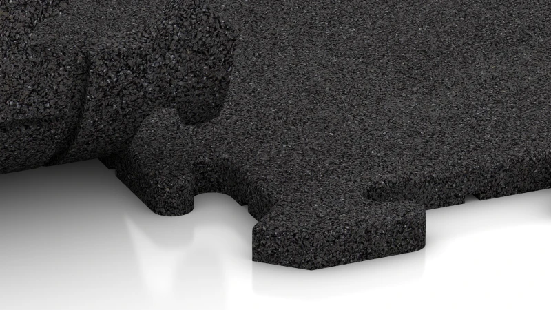 Die Fitness-Bodenschutzmatte BZ von WARCO zeichnet sich durch gute Schalldämmung und Schwingungsdämpfung aus. Sie wird im Fitnessstudio verlegt. Durch die Reißverschluss-Verzahnung, auch Puzzelsystem genannt, verbinden sich die Matten beim Verlegen miteinander zu einem zusammenhängenden Plattenteppich.
